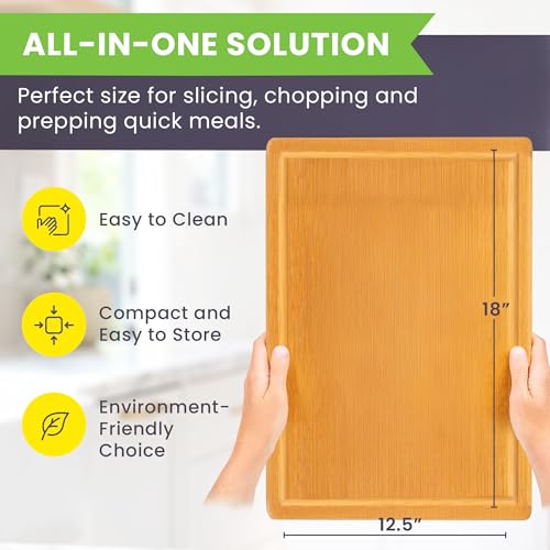 Extra Large Bamboo Cutting Board Featuring 18 Inch Wood Cutting Boards for Kitchen with Glue (Glue-Free Surface - Rectangular)