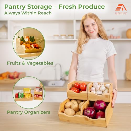 Bamboo Pantry Storage Bins (3 Count)