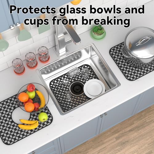 TOOVEM Kitchen Sink Mats (13.58 x11.6 Center Drain)