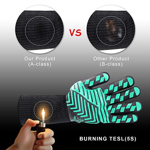 Heat Resistant Oven Glove (Black/Green / One Size)