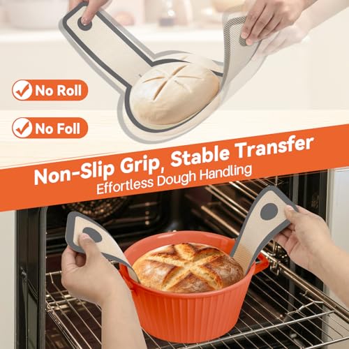 2Pc Silicone Bread Sling for Dutch Oven Sourdough Baking Tools (Gray / 2Pcs Oval and Round)