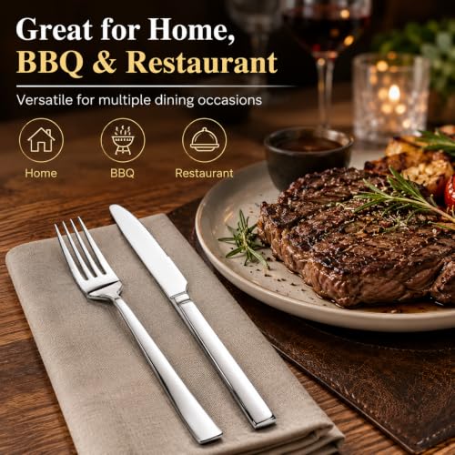 20 Piece Stainless Steel Dinner Knife and Fork Set for 10 (8.1-9.1INCHE DINNER SET)