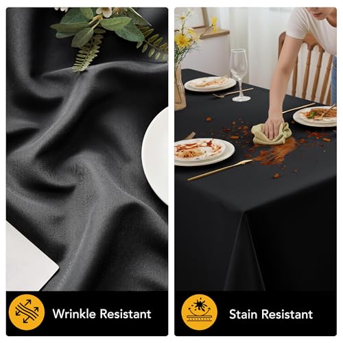 10 Pack Black Tablecloths for Rectangle Tables (Black / 54x108 In, 10 Pack)
