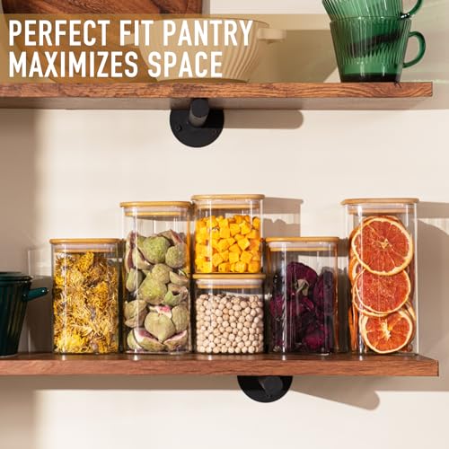 22oz/37oz/50oz Square Glass Storage Containers with Lids 6-Pack (22oz*2/37oz*2/50oz*2)