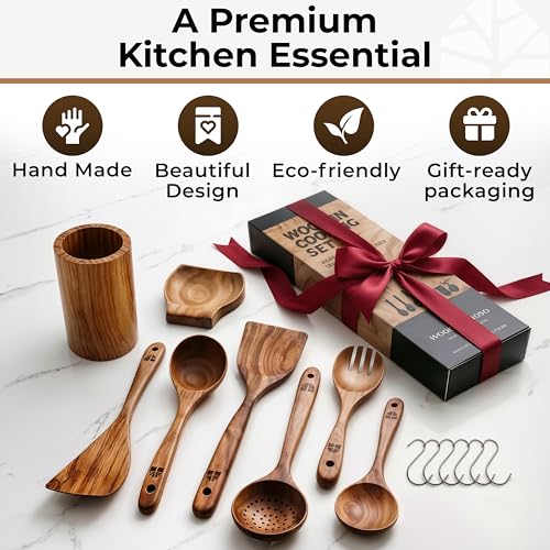 Wooden Utensil Set (8 Pcs Extended)