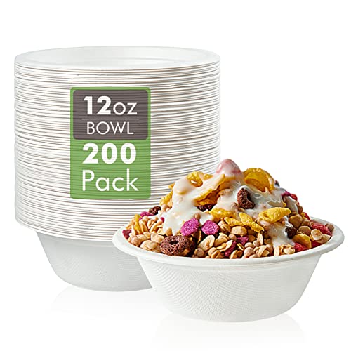 200 Pack 12 OZ Paper Bowls (12 OZ White)