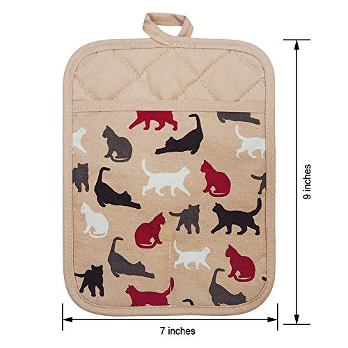 Pot Holders Set of 2 (Cat, Khaki Potholders)