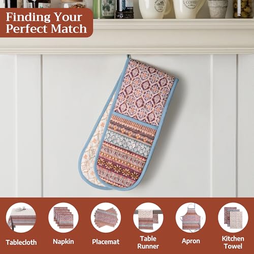 Double Oven Mitts 100% Cotton Double Oven Glove (022 - Fair Isle / 7" x 35" (Double Oven Mitt))