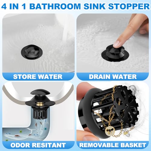 Universal 3 in 1 Bathroom Sink Drain Strainer
