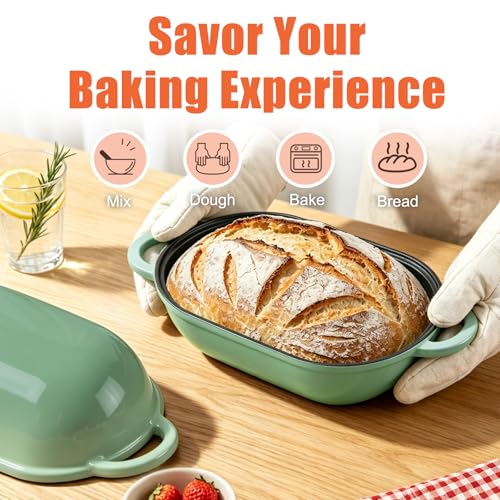 5 QT Enameled Cast Iron Sourdough Bread Oven (Fig Green / 5 QT)