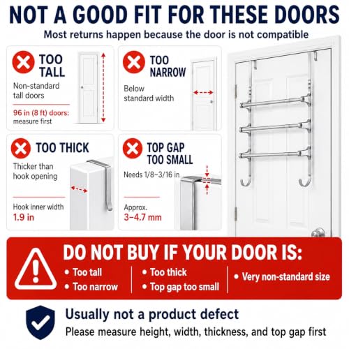 Over The Door Towel Rack (17.32"L / Silver Gray)