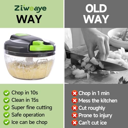 Manual Food Processor Vegetable Chopper (500ml / Ggreen)