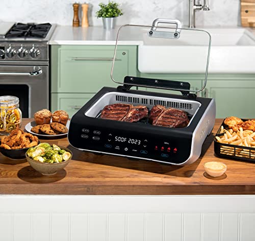 Smokeless Indoor Grill & Air Fryer raclette grill with Smoke Extracting Technology Extra (Air Fryer Grill 6 QT)