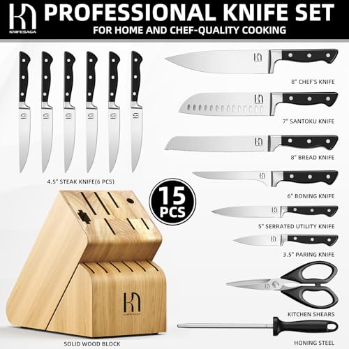 Japanese Knife Set with Sharpener (Natural Black)
