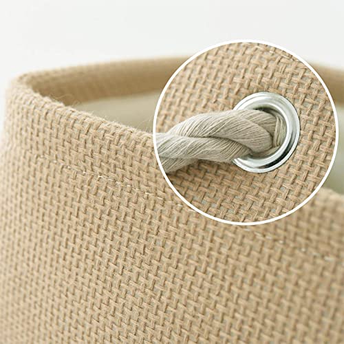 Decorative Basket Rectangular Fabric Storage Bin Organizer Basket with Handles for Clothes Storage (Beige / Medium -13.8Lx9.8Wx6.7H)