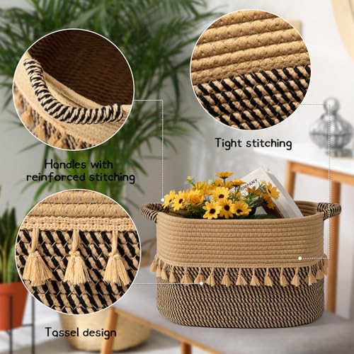 Set of 3 Baskets for Organizing (Black & Jute / 3 Pack)