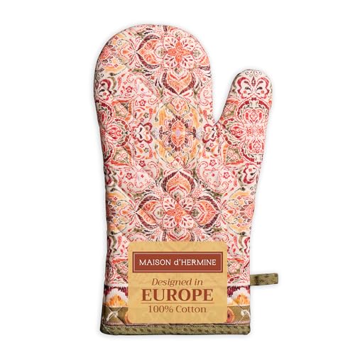 Maison d'Hermine Oven Gloves 100% Cotton Oven Mitt (036 - Damask / 7.5" x 13" (Oven Mitt))