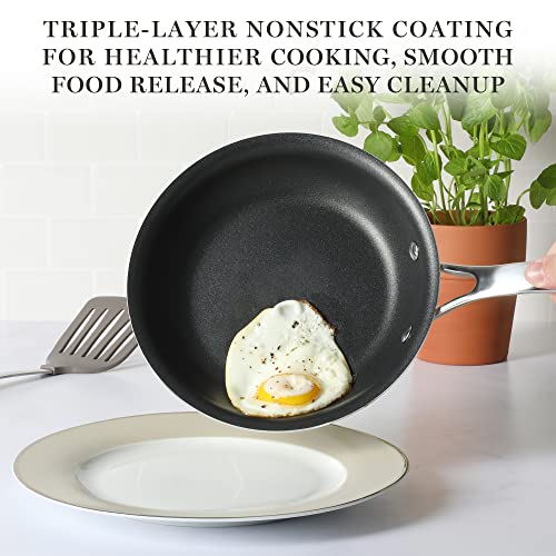 Lockton Premium Nonstick 10 Piece Enamel Heavy Gauge Aluminum Pots and Pans Cookware Set (Gray / 10-Piece Set)