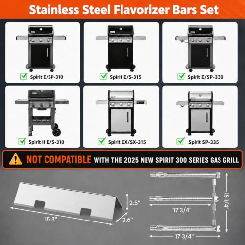 Grill Parts for Weber Spirit 2 e310 (L11 15.31"×2.6"×2.5")