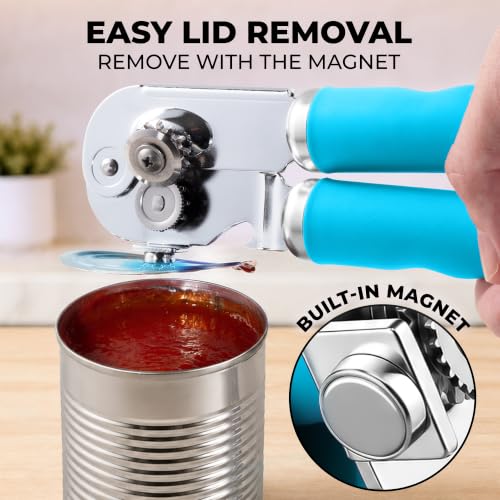 Stainless Steel Swing Open Manual Can Opener Comfortable Grip (Aqua / Swing Open)