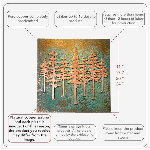 Handmade Wall Hanging Patina Art (Pine Trees / 20 inch)
