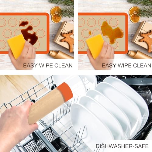 Silicone Baking Mat Set (Orange / 4 Sheets Set)