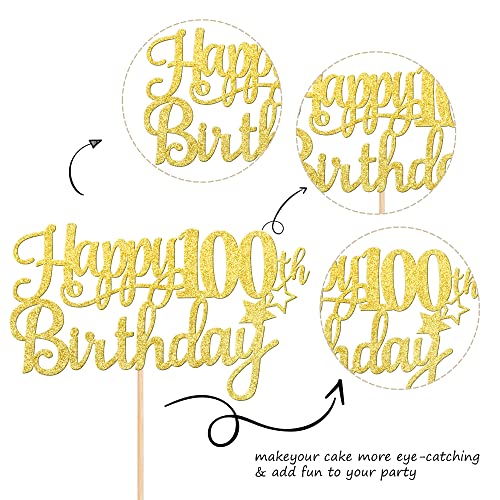 1 PCS Happy 100th Birthday Cake Topper (Gold / 100th)