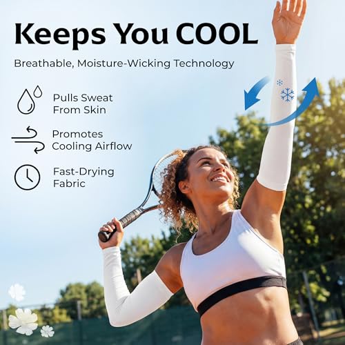 Women’s Cooling Arm Sleeves (2 Pairs: White / One Size)