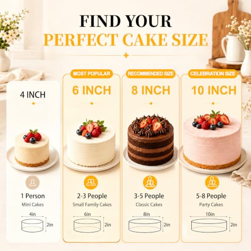 6/8/10 Inch Cake Pan Set, 3 Pack Silicone Mold with Steel Frame (Cream:3 PCS / 6/8/10 Inch – 3-Size Set)