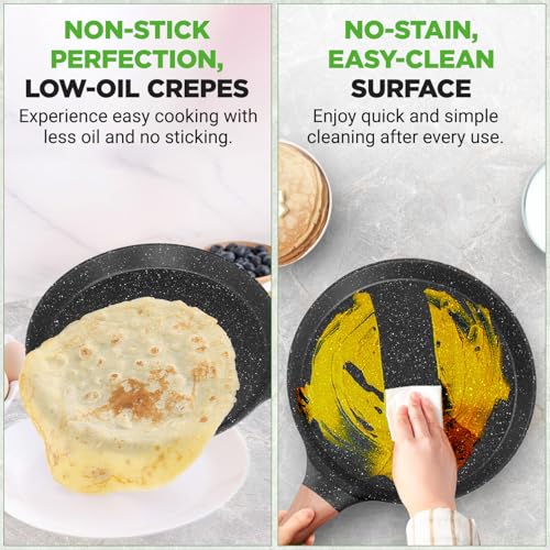 9.45” Non Stick Crepe Pan with Wooden Spreader (Black / 9")