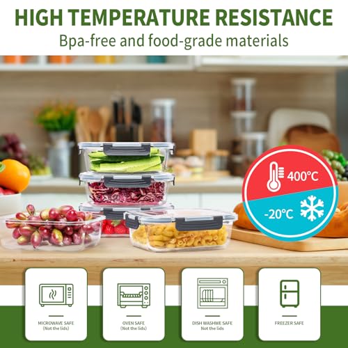 Large Glass Food Storage Containers with Lids Airtight (5PACK 36OZ)