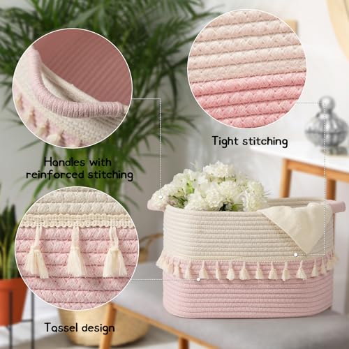 Storage Baskets 3 Packs (White & Pink / 3 Pack)