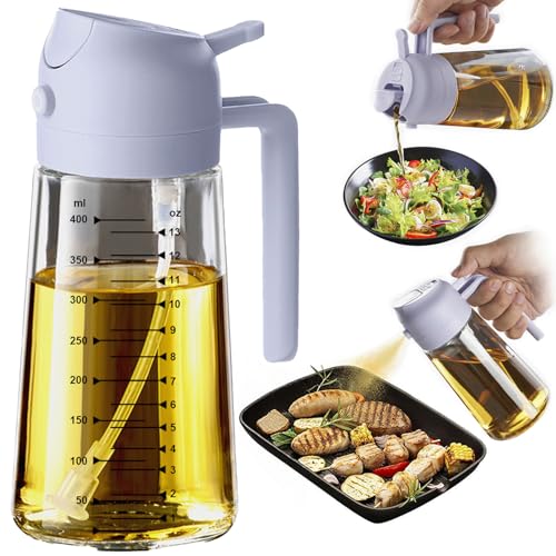 16oz 470ml Glass Olive Oil Sprayer for Cooking (Periwinkle)