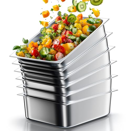 Stainless Steel Steam Table Hotel Pans Set 1 (4" Deep / 1/2 Size Thickened)