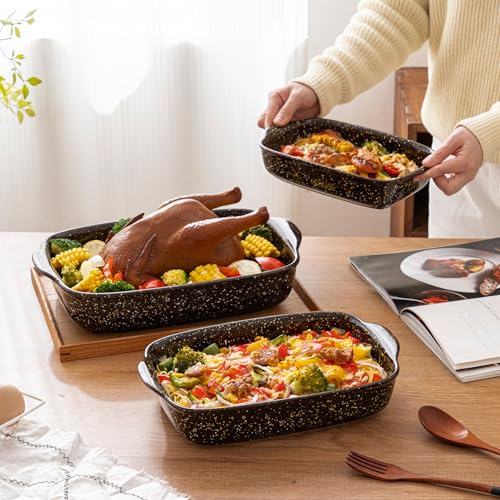 3 Pack Ceramic Baking Dishes for Oven (Brown)