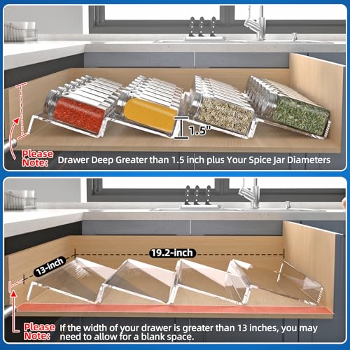 Clear Acrylic Spice Drawer Organizer (Transparent / 4 Pack)