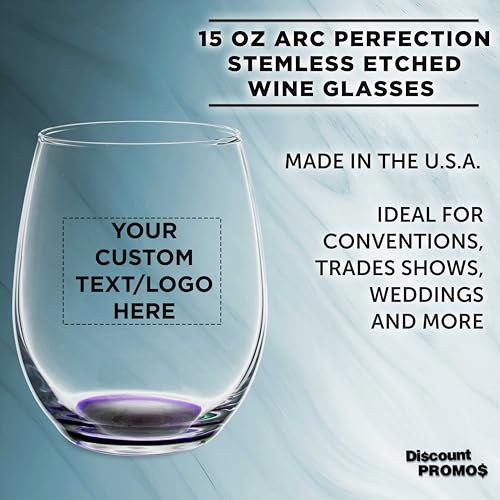 Custom Stemless Wine Glasses in Bulk by ARC Perfection (100 Count)