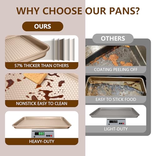 Baking Sheet Pan Set of 2 (15x10x1 inch Set / Textured Champagne Gold)