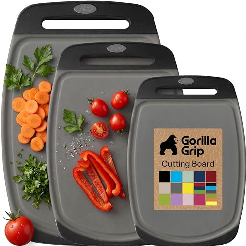 BPA Free Reversible Kitchen Cutting Board (Gray/Black / Large (Pack of 3))