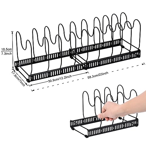 Pots and Pans Organizer Rack for Cabinet and Countertop (Black / Pot & Pan Organizer)