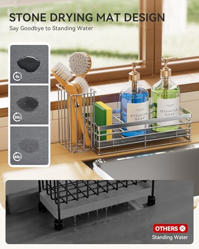 Sink Caddy With Stone Drying Tray (Silver-1 / Medium)