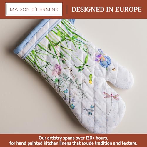Maison d'Hermine Oven Gloves 100% Cotton Oven Mitt (012 - Fleurs De Mai / 7.5" x 13" (Oven Mitt))