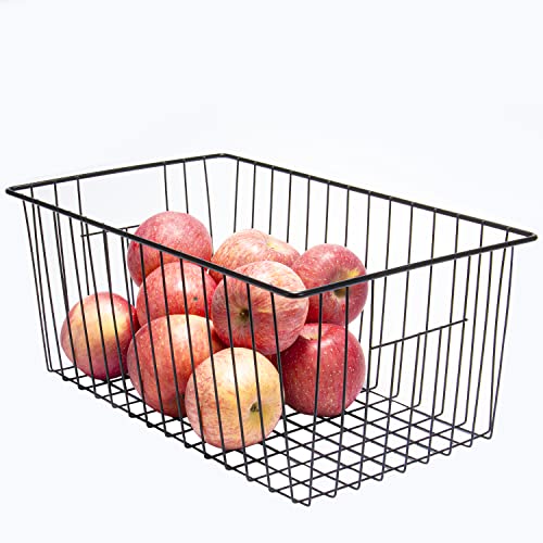 16inch Freezer Wire Storage Organizer Baskets (Black)