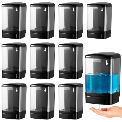 10 Pcs Wall Mounted Soap Dispenser (Black and Clear / 33.8 oz 1000 ml)