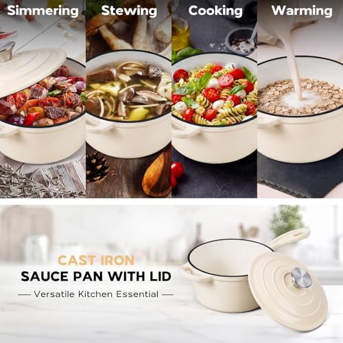 2QT Saucepan with Lid (Cream White / 2 Quarts)