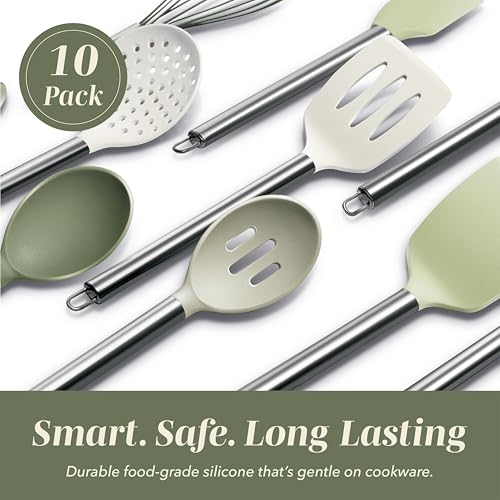 Silicone Cooking Utensils (Green / 10 Pieces)