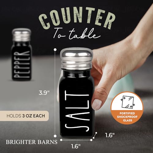 Black Salt and Pepper Shakers Set by Brighter Barns (Black Farmhouse)