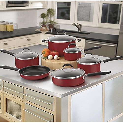 55-11R 11-Piece Set Advantage Nonstick Cookware, Red (Red / 11 Piece / Cookware Set)