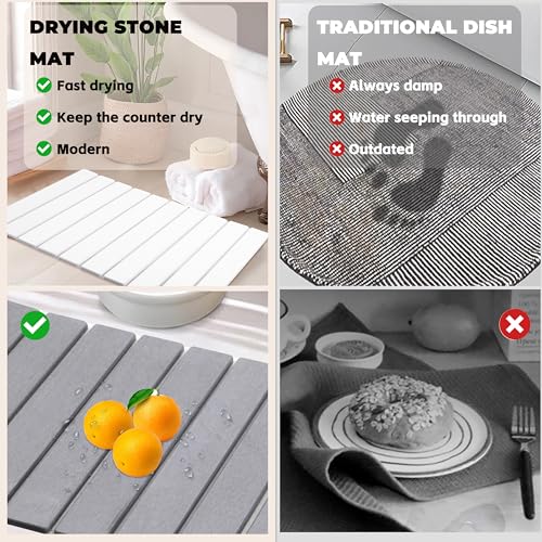 Quick Dry Collapsible Dish Drying Mat (White / 24" x 16")