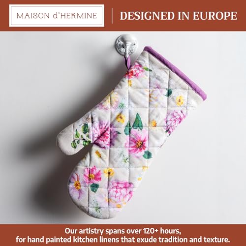 Maison d'Hermine Oven Gloves 100% Cotton Oven Mitt (071 - Pivoine / 7.5" x 13" (Oven Mitt))